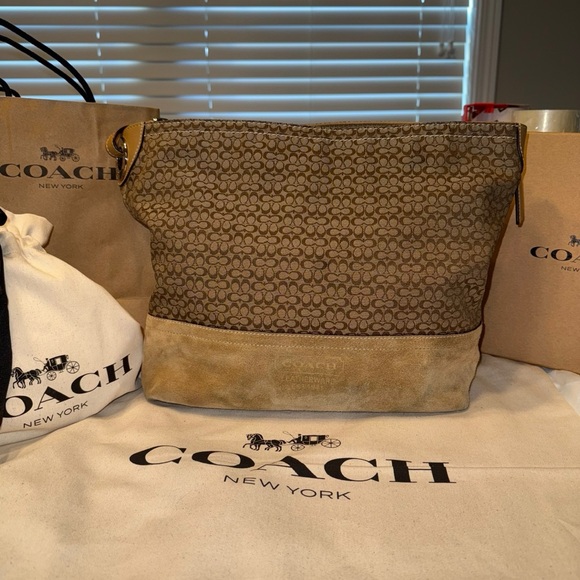 Coach Tan Signature Bag Hobo Tote Large Tote - Picture 1 of 12